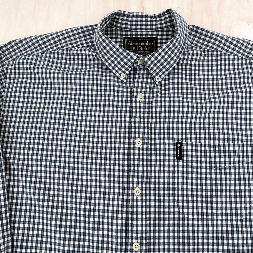 Vintage Abercrombie & Fitch Shirt Mens XL Cotton Gingham Button Down Preppy